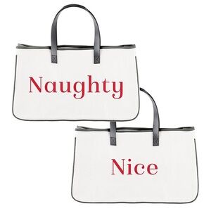 Santa Barbara Design Studio canvas tote “NAUGHTY” on face & “NICE” on back-NWT
